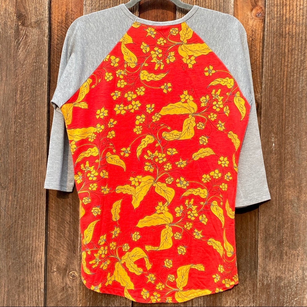 Red floral Lularoe Randy - Picture 2 of 5